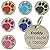 Personalised Engraved 25mm Glitter Paw Print Tag BOLD BLACK LETTERING Dog Cat Pet ID Tags (Red)