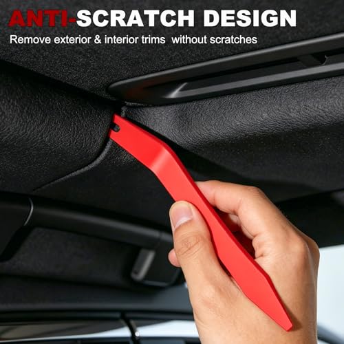 Image of 14PCS Auto Trim Removal Tool kit, Car Clip Removal Tools Kit No Scratch Plastic Pry Tool Door Panel Rivet Pliers Tool Kit,Interior Fastener Puller Set for Vehicle Dash Radio Audio Installer Red
