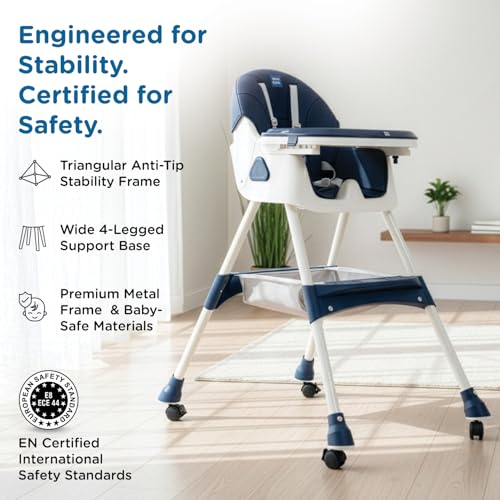 Image of Mee Mee Cherub Baby High Chair for Baby Feeding, 5-in-1 Convertible Kids Feeding Chair Compact Fold, High Adjustable, Play Chair Booster Seat Dual Meal Trays, 0.5 to 3 Years Kids (Black)