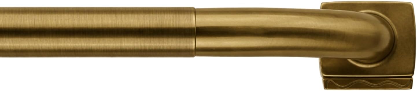 Brass Wrap Around Curtain Rod 30 to 120 Inch,Heavy Duty Adjustable Metal Drapery Rod with French Return, 7/9" Curved Blackout Rod for Home & Office