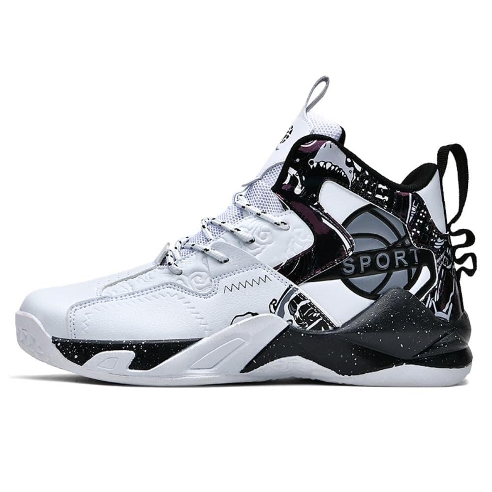 Chaussures de basket-ball montantes amorties et résistantes en cuir pour l'entraînement