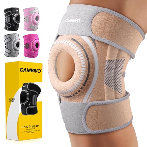 Image of CAMBIVO Knee Brace with Stabilizers, Gel Pad & Open Patella for Men & Women | Open Patella Stabilizer for Arthritis, Meniscus & ACL MCL Relief. Adjustable Compression for Running & Sports Recovery