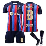 ZZD Fußball Trikot Set Barcelona 22-23 Heim/Auswärtstrikot Kurzarmtrikot Hemd Kurze Set mit Socken Fußballtrikot für Erwachsene und Kinder,8,S