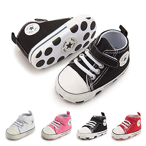 Image of Save Beautiful Baby Girls Boys Canvas Sneakers Soft Sole High-Top Ankle Infant First Walkers Crib Shoes