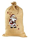 weihnachtsmann sack englisch Größe: ca. 50 x 80 cm folia J 950 - Jutesack, Nikolaussack, ca. 50 x 80 cm natur, mit aufgedrucktem Bild - ideal zum Befüllen und Verschenken