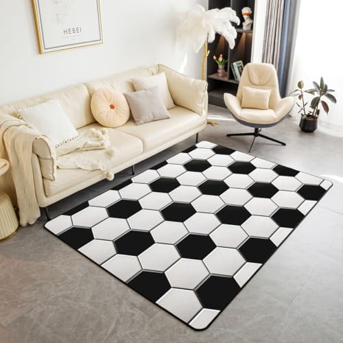 Manfei Alfombra de área de fútbol con temática deportiva de fútbol para interiores, alfombras de entrada para niños y niñas, decoración de habitación, regalo para los amantes del fútbol, alfombras