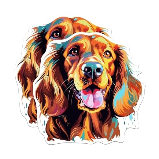 (2 Pack) Irish Setter Dog Breed Stickers - 5 Inches On Longest Side - Choose from Over 100 Dog Breeds - for Cars, Trucks, Skateboards, Laptops - Made in USA - BMCS1879