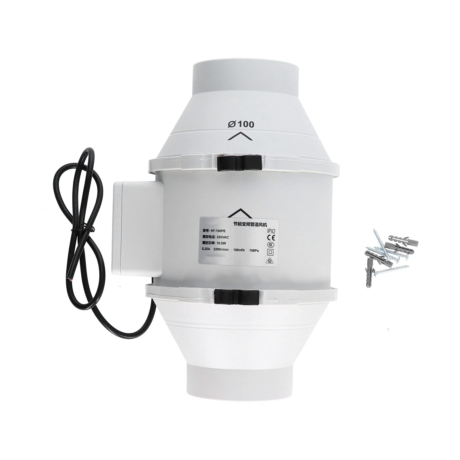 Ventilador de conducto silencioso de flujo mixto con motor impermeable para extracción de aire fresco - adecuado para uso comercial/doméstico