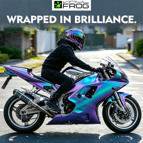 Image of VINYL FROG Chameleon Car Wrap 11.81 inchx60 inch Purple to Blue Matte Metallic Vehicle Film Stretchable Air Release Car Wrap Vinyl for DIY Decals