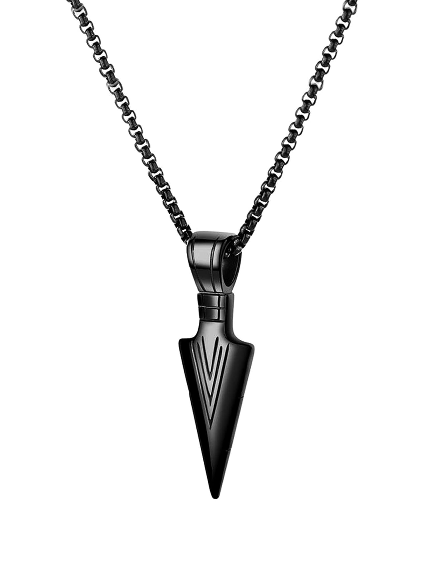 High Polished The Black Arrow Stainless Steel Rocking Pendant for Men and Boys, Medium (Model Number: YCFJPD-341SPHIP-BK)