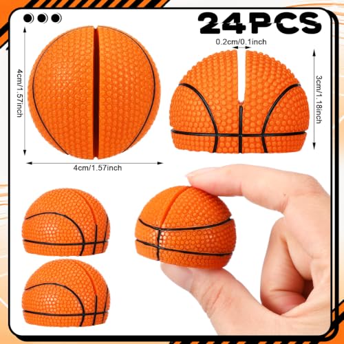 Image of Leinuosen 24 Pcs Resin Basketball Base Centerpieces Place Card Holder Basketball Shaped Table Number Holder Name Place Photo Stand for Sports Events Wedding Party