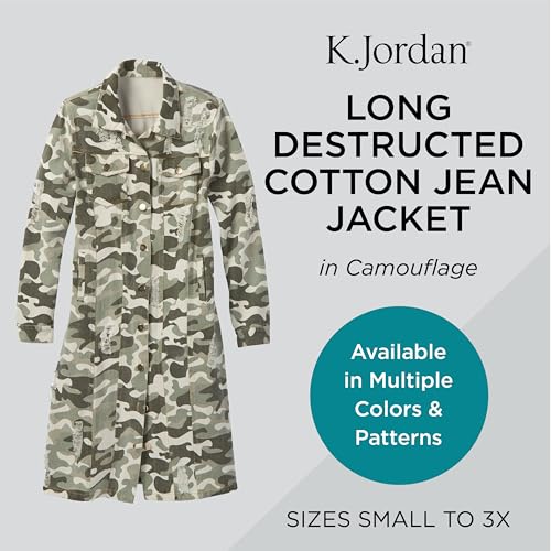 Masseys K Jordan Women's Long Destructed Cotton Jean Jacket2