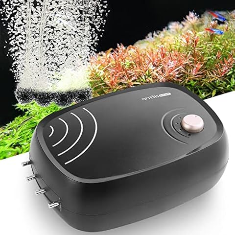 HITOP 10W Powerful Aquarium Air Pump: 4-Outlets 4x5L/min Air Pump for Fish Tank, Quiet Aquarium Aerator with Completely Accessories, for Tank/ Hydroponic/Pond Oxygenation Cover