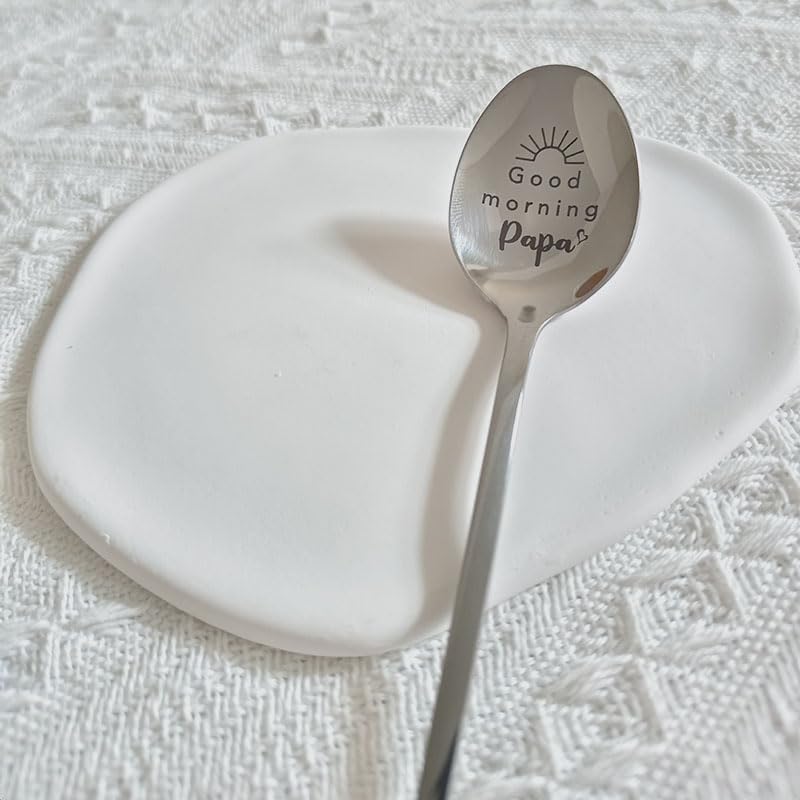 Grandpa’s Coffee Spoon – Engaged Gift From Grandkids | 19.5 Cm Long, With Greeting Card & Velvet Bag For Birthdays, Father’s Day