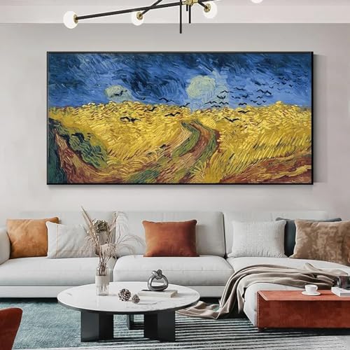Champs de blé et corbeaux de Van Gogh impression toile 40x80cm