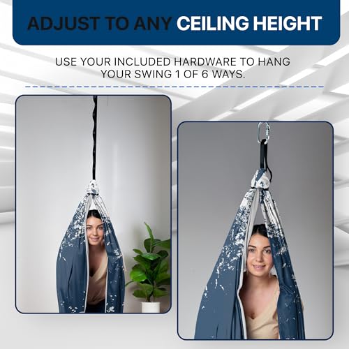 Image of Indoor Sensory Swing for Kids or Outdoor - Holds 300lbs, Double-Layer, & 360 Swivel, Calming Compression Therapy Swing Hammock for Kids & Adults with All Hardware - Sensory-Motor Toys & Gifts