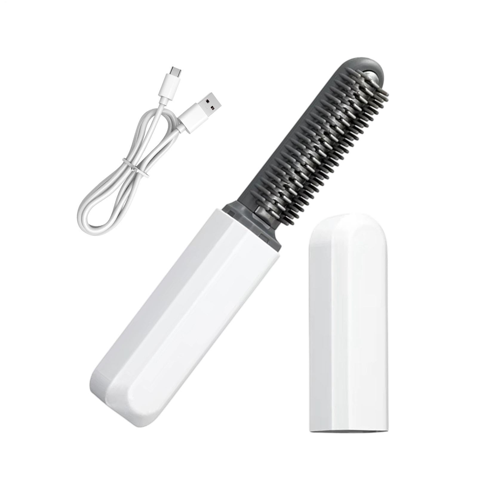 Cordless Mini Hair Straightener, Rechargeable Hair Curling, 67g Straightening Tool Compact Beauty Styler Lightweight Iron Accessory Straightener for Women Men Travel Commuting White