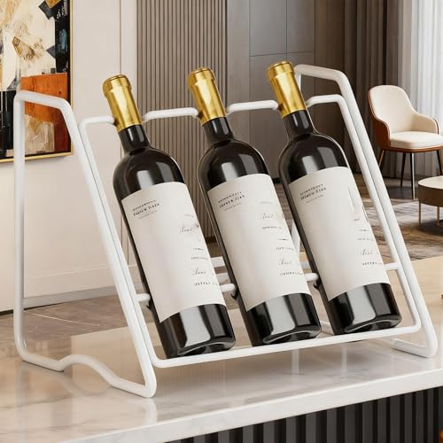 Porte-bouteille de vin en fer avec 3 rangées de rangement pour cuisine