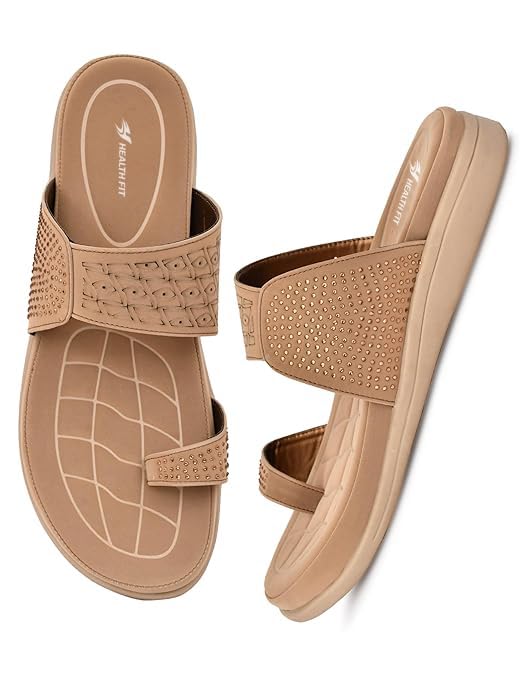 Image of HEALTH FIT EXTRA SOFT Women's Comfortable Memory Foam Doctor Slippers /Flip-Flops|Fashionable Casual & Stylish|Lightweight & Breathable|Outdoor Synthetic Casual Chappals Sandals Ladies & Girls HF24