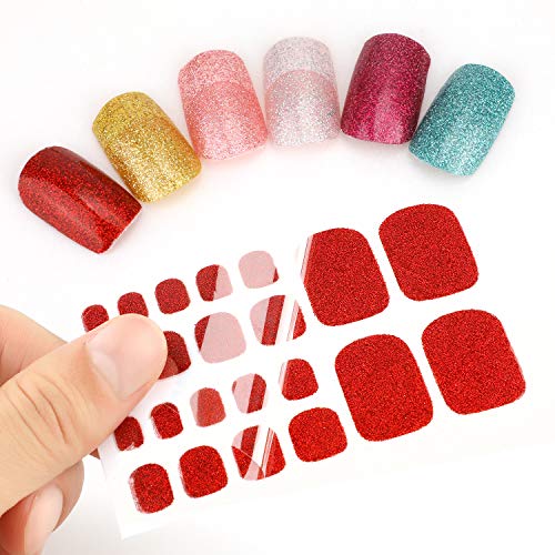 MWOOT Nagelfolie Selbstklebend Einfarbig (6Stk), DIY Glitzer Nagelsticker für Fußnagel Nagelkunst, Nageldesign… – Bild 4