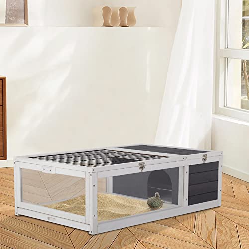 image for BestPet Wooden Tortoise Habitat Indoor & Outdoor Large Transparent Tor