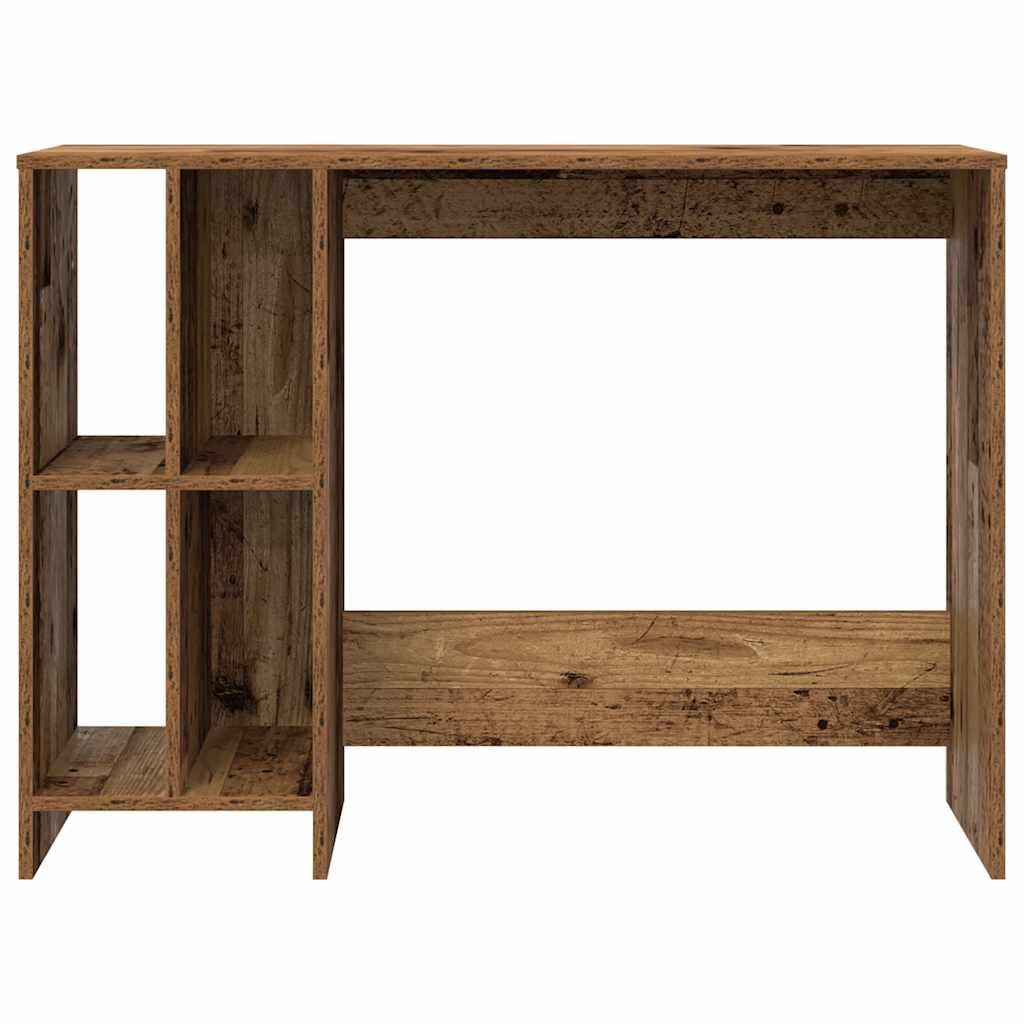 Tavolo per PC con scomparti, scrivania per computer, 102,5 x 35 x 75 cm, in legno anticato, con scomparti aperti per forniture da ufficio, superficie facile da pulire, ideale per piccoli