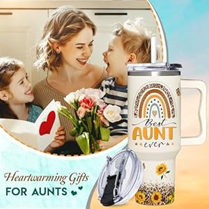 Gifts for Aunt, Auntie Gifts - Aunt Gifts from Niece, Nephew - Christmas Gifts For Aunt, Birthday Gift, Mothers Day Gifts for Auntie - Gifts for New Aunt - 40oz Sunflower Tumbler With Handle & Straw Gifts for Aunt Auntie Gifts Aunt Gifts from Niece Nephew Christmas Gifts For Aunt Birthday Gift Mothers Day Gifts for Auntie Gifts for New Aunt 40oz Sunflower Tumbler With Handle Straw