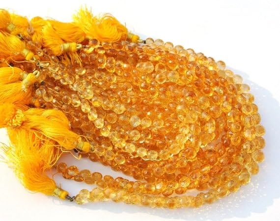 Citrine naturelle sans défaut perles briolettes prêtes à enfiler 6-7mm