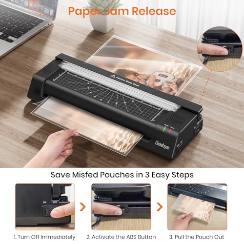 Gasbye 13-Inch Laminator Machine with Steel Paper Cutter, Thermal Cold Laminator with 13 Laminating Sheet, Corner Rounder, Jam Release Button for Home, Office, School, Teachers Use image 4