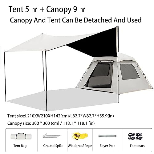 Carpa para camping 3-5 personas con toldo y montaje rápido miniatura 2