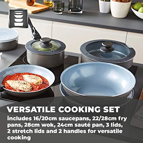 Tower Freedom T800200 13 Piece Cookware Set with Ceramic Coating, Stackable Design and Detachable Handles, Graphite, Aluminium 3 Gallery Image Tower Freedom T800200 13 Piece Cookware Set with Ceramic Coating, Stackable Design and Detachable Handles, Graphite, Aluminium 3 Gallery Image