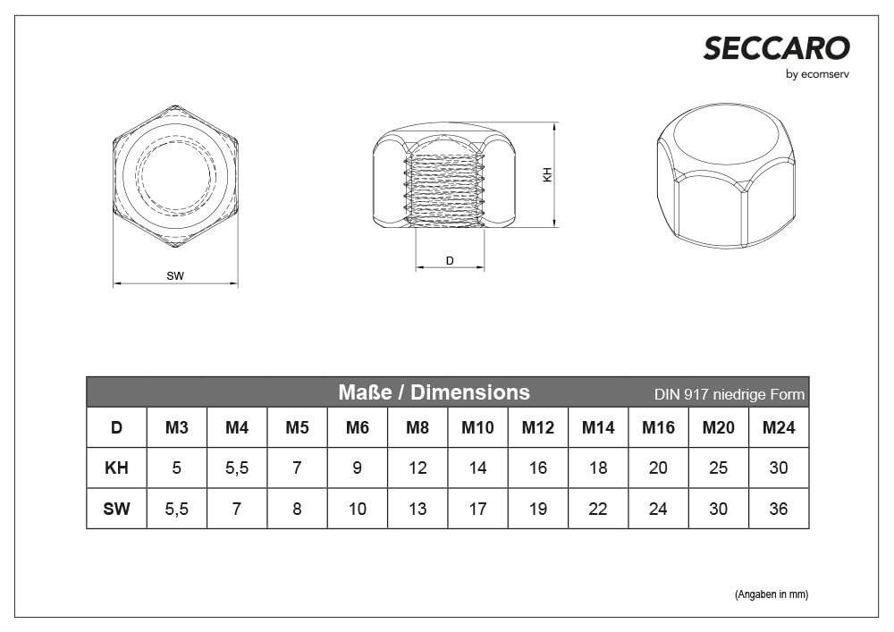 Tuercas Hexagonales M16 De Acero Inoxidable | Forma B Plana | Norma DIN 439 | Pack De 20 Unidades | Material A2/V2A Resistente
