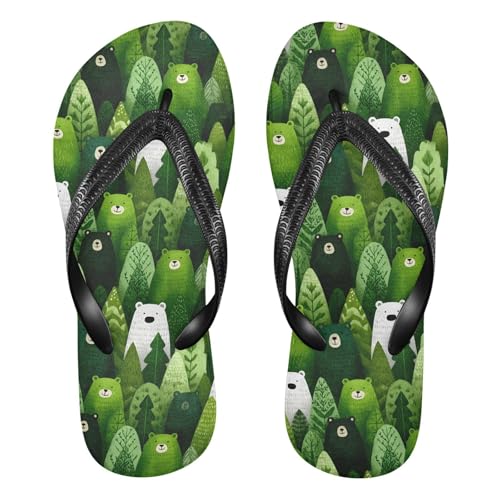 Flip Flop Sandals Forest Bear Print for Women Men Beach Outdoor XS
