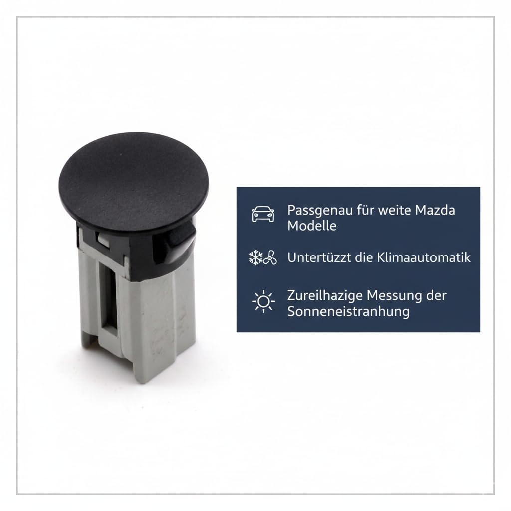 Sonne Lasttemperatursensor, Sonnenlastsensor/Solarsensor - Kompatibel mit MAZDA 2, 3, 5, 6, CX-7, MX-5 Miata (2006-2022) - Ersatz GJ6E-61-751B - Behebt Fehlercodes im Klimaautomatik-System