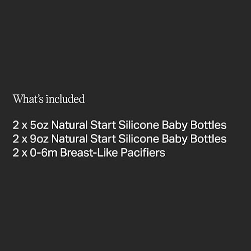 Miniatura 6 de Tommee Tippee Natural Start - Juego de biberones y chupetes de silicona, 5 onzas y 9 onzas, 0 meses en adelante, pezón de flujo lento para un cierre