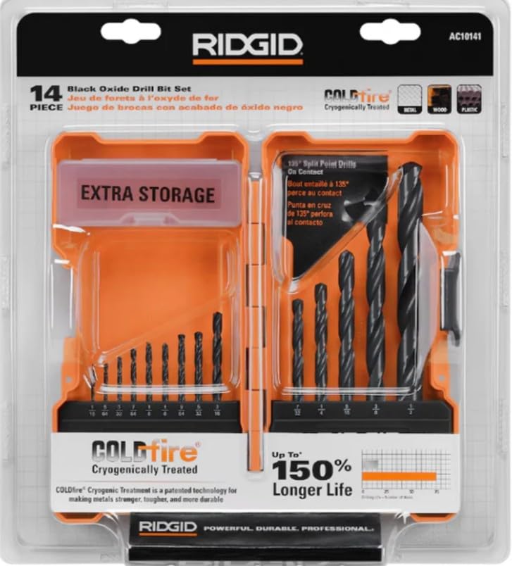 RIDGID 14 PC. Black Oxide Drill Bit Set with Case