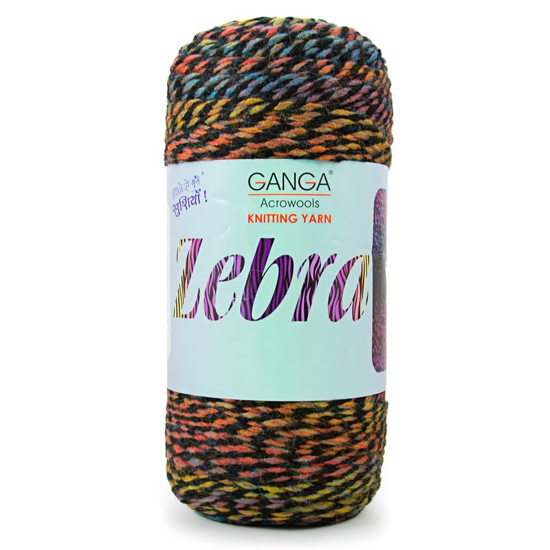 Image of Ganga Acrowools Zebra Acrylic Hand Knitting Fancy Yarn, A Pack of 2 Balls- 150gram Each, Shade No. - PTT1316, Sun Glow