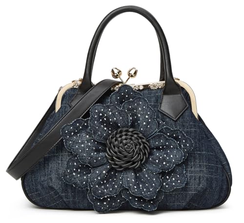 Bolso Tote de mezclilla con cierre romántico para mujer miniatura 1
