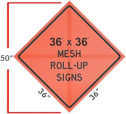 Image of OrangeGear 36 inchx36 inch Right Lane Closed Ahead Mesh Sign & Steel Spring Stand | MUTCD TTC compliant orange mesh roll-up sign kit with fiberglass cross ribs and single-spring steel stand.