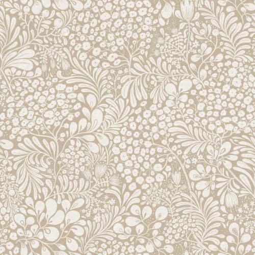 Heroad Vintage Floral Peel Stick Wallpaper Beige Contact Paper for Bedroom