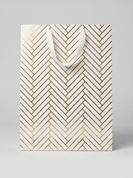 PaperAura Premium Gift Bag with Rope Handles | Luxury Paper Carry Bag for Gifts, Return Gifts, Shopping & Festive Packaging | Reusable Designer Gift Bag 13 x 4.5 x 17 Inches (White, Pack Of 4, Design 1)