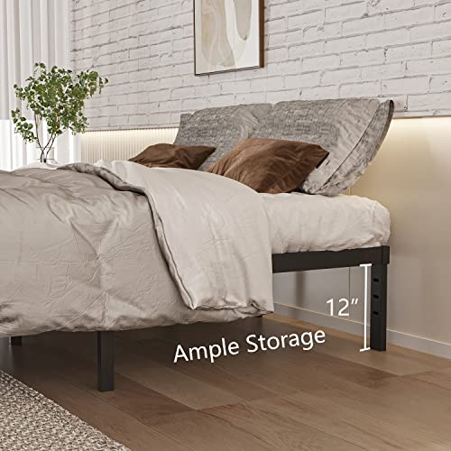 Oliway King Size Bed Frame, Heavy Duty 3500Lbs Steel Slat Support, Easy Assembly, Noise Free, No Box Spring Needed, Mattress Foundation, Underbed Storage Space, 14 Inches Tall, Black #TOP3