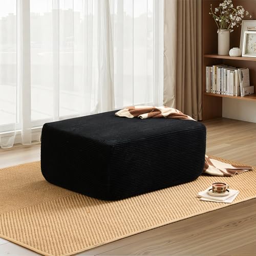 Image of HOOOWOOO Cloud Sectional Couch for Living Room,Modular Sectional Sofa No Assembly,Matching Plush Corduroy Ottoman(Black)