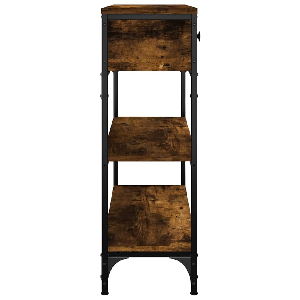 vidaXL Table Console, Table d'Entrée avec Rangement, Table de Couloir, Table d'Appoint Salon Salle de Séjour Maison Intérieur, Industriel, Chêne Fumé Bois d'Ingénierie