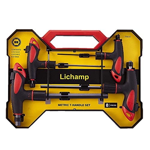 Lichamp T Handle Allen Wrench Set Metric, Meter Thandle Tee Handle Allen Hex Key Set MM, 2 2.5 3 4 5 6 8 10mm, 8-Pieces HeavyDuty Excellent Set