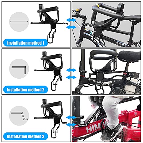 YouTeMei Kids Bike seat, Front Mounted Bike Seat for Adult Bike,Safety Carrier with Cushion Armrest for Kids, Back Rest Foot Pedals,for 1-6years Old - Thumbnail 4