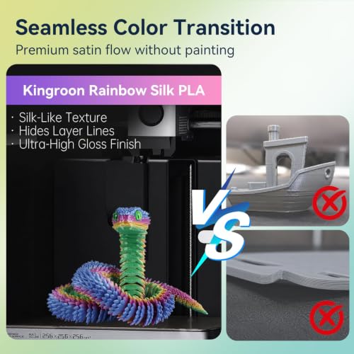 Image of Kingroon Silk PLA Filament 1.75mm Rainbow 3D Printer Filament PLA Filament 1kg Dimensional Accuracy ±0.03mm,Fit Most 3D Printers(Lovely)