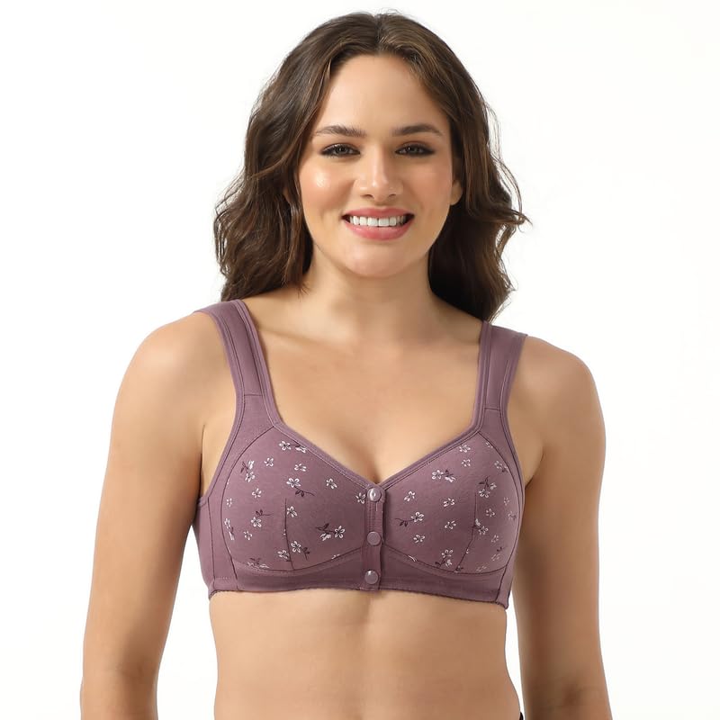 Daisy Bras for Women, Front Snap Closure Padded Bra for Older Senior Women, No Underwire Comfortable Bra