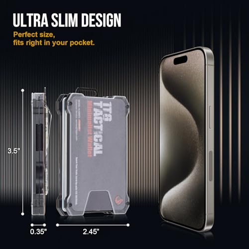 Image of 1T Tactical Minimalist Slim Wallet with Moeny Clip, Front Pocket RFID Blocking Wallet Cash Holder, Versatile Credit Card Orgainzer, ID Card Badge Holder for Men, Brown, One size, Tactical