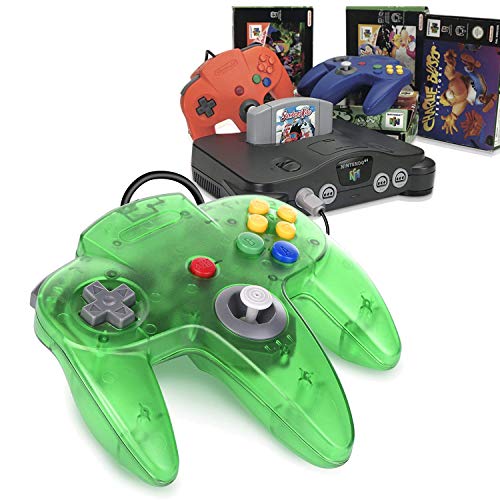 Image of miadore 2 Packs Classic 64 Wired Controller Joystick for N64 Video Game System N64 Console (Jungle Green and Red)